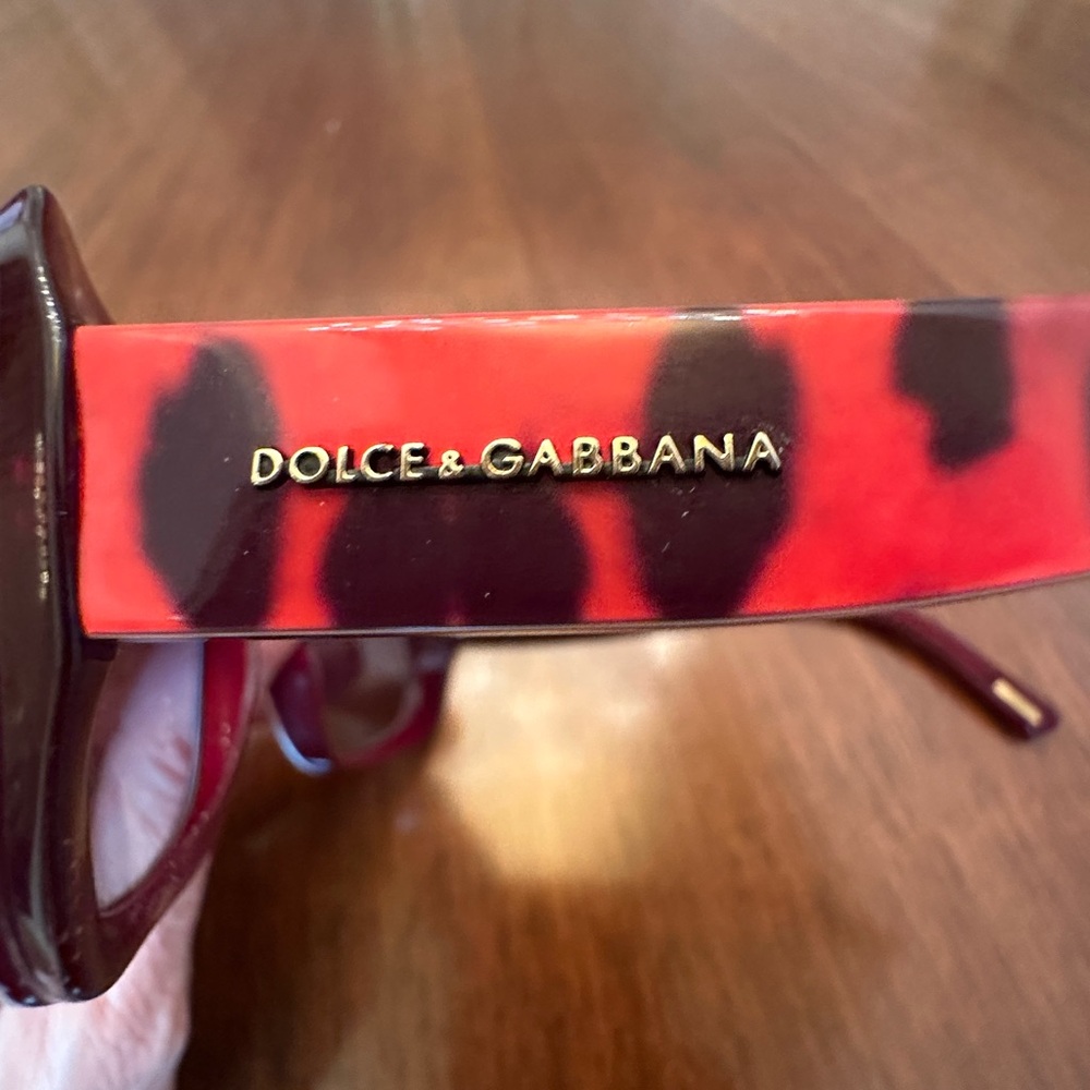 Dolce & Gabbana Red & Black Leopard Oversized Sunglasses – DG Designer Shades - Picture 6 of 10